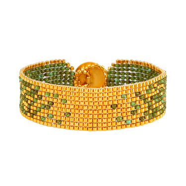 Brazalete Telar Dorado Delgado Difuminado Turquesa T